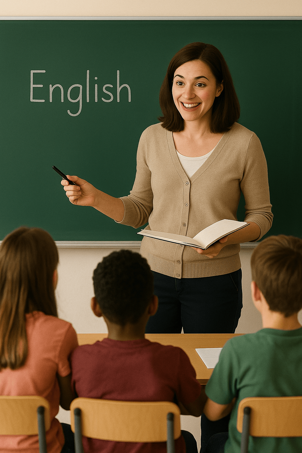 Trainer giving English training to students at Seekho English